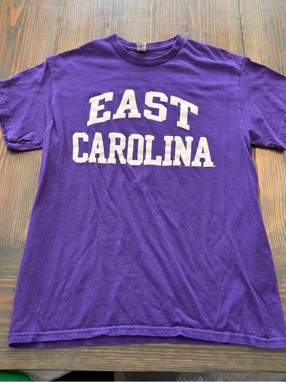Unisex Purple "East Carolina" Short Sleeve Tee with White Lettering